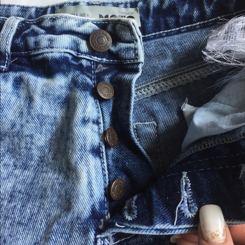 Topshop Moto Acid Wash Distressed Denim Shirts - Picture 3 of 4